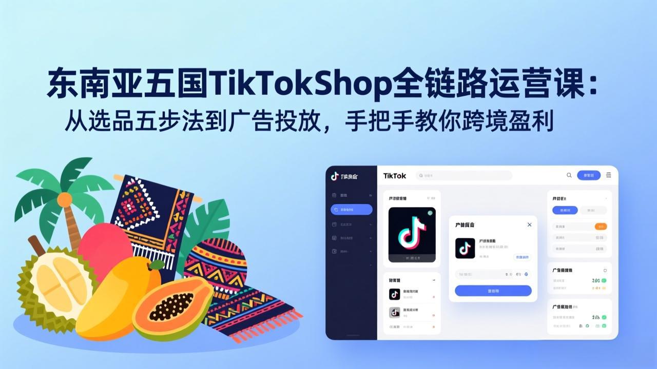 （17511期）东南亚五国TikTok Shop全链路运营课：从选品五步法到广告投放，手把手教你跨境盈利-菡洋资源网