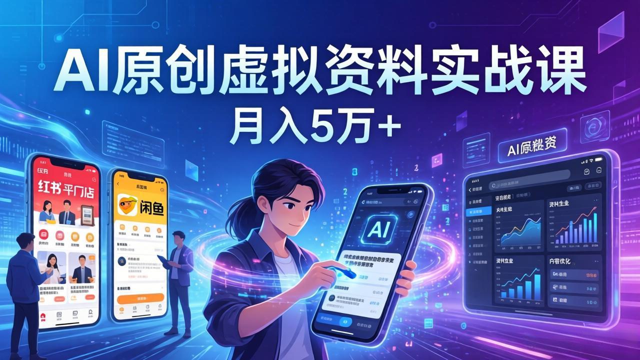 （17657期）AI原创虚拟资料实战课：2026新机会，小红书闲鱼开店，普通人用AI轻松变现，月入5万+-菡洋资源网