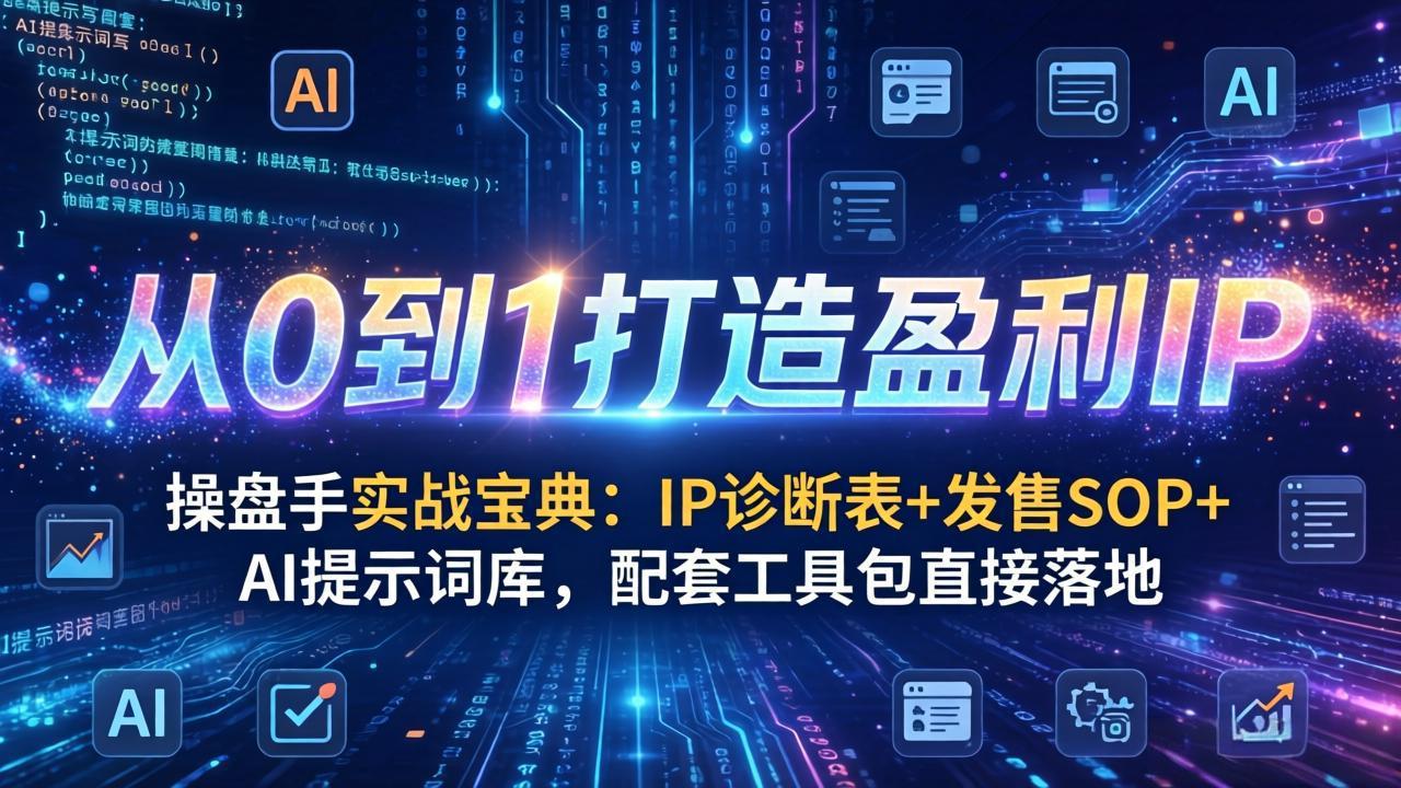 （17593期）操盘手实战宝典：IP诊断表+发售SOP+AI提示词库，配套工具包直接落地，从0到1打造盈利IP-菡洋资源网