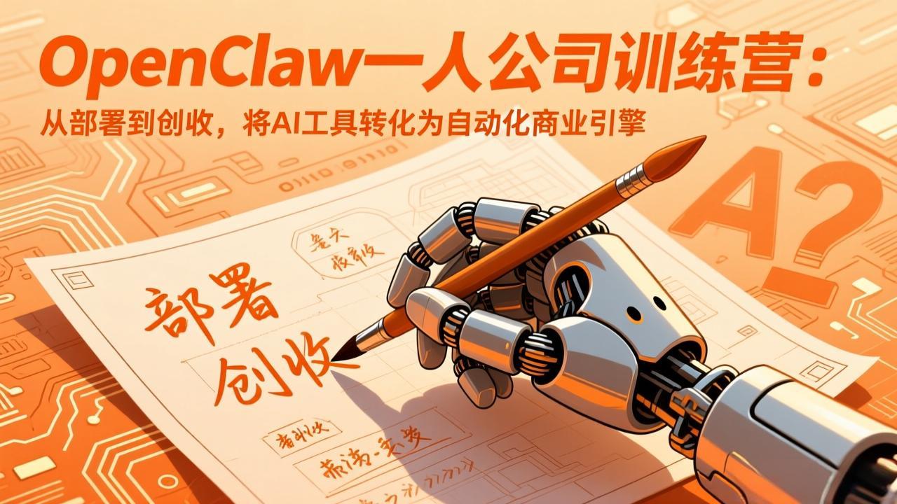 （17540期）OpenClaw一人公司训练营：从部署到创收，将AI工具转化为自动化商业引擎-菡洋资源网