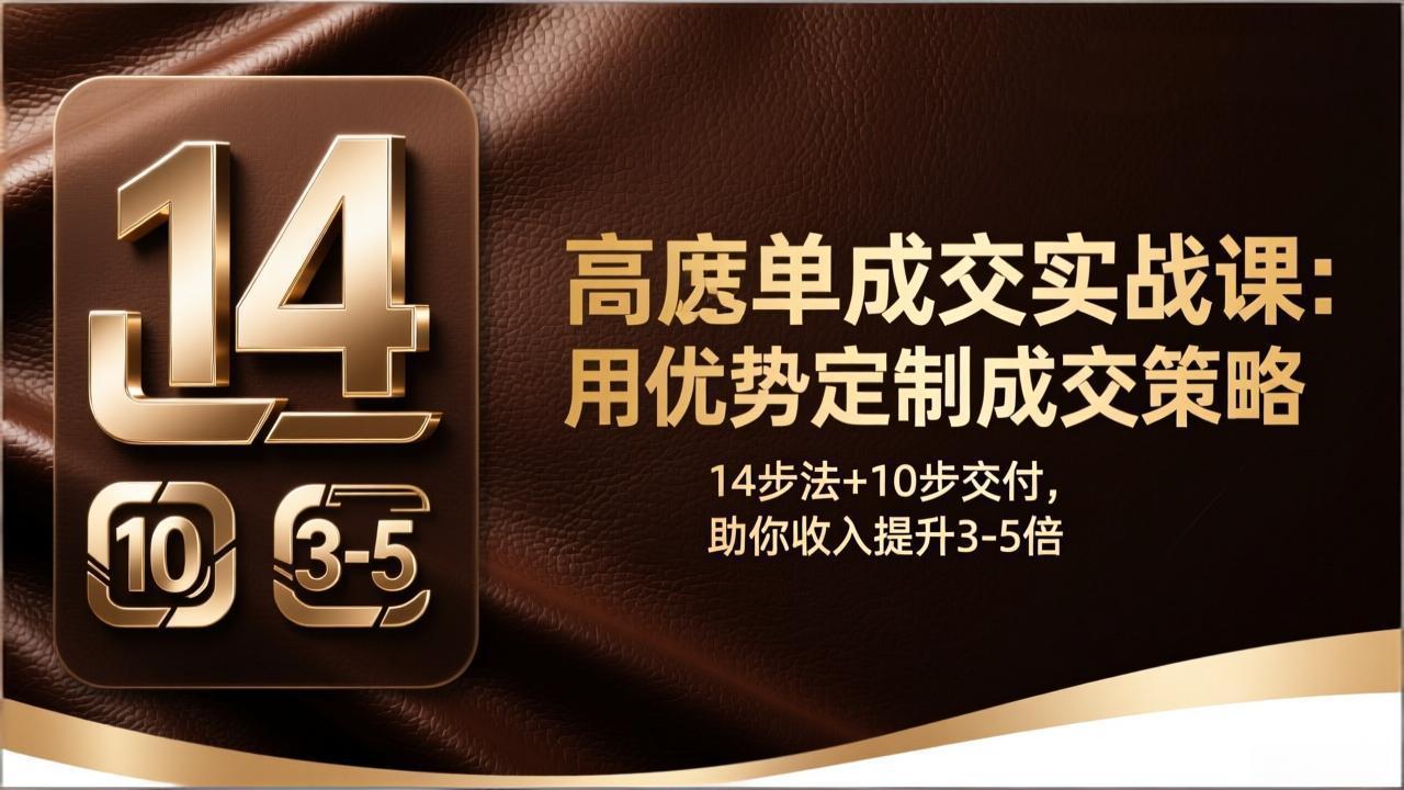 （17572期）高客单成交实战课：用优势定制成交策略，14步法+10步交付，助你收入提升3-5倍-菡洋资源网