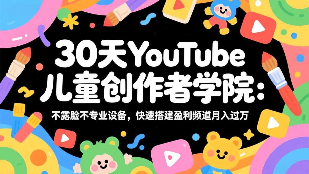 （17554期）30天YouTube儿童创作者学院：不露脸不专业设备，快速搭建盈利频道月入过万-菡洋资源网
