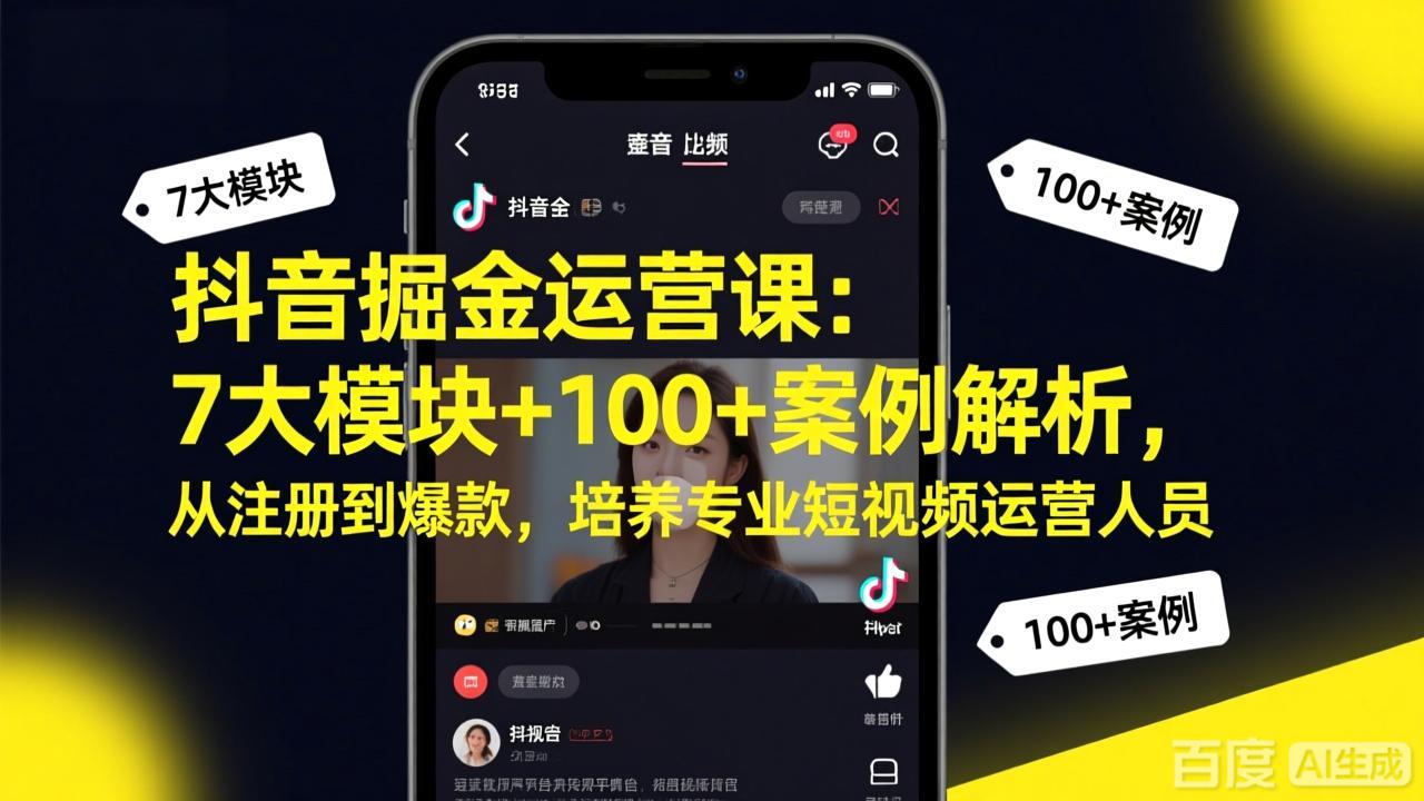 （17573期）抖音掘金运营课：7大模块+100+案例解析，从注册到爆款，培养专业短视频运营人员-菡洋资源网