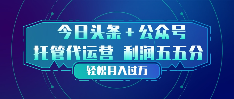 （17617期）头条加公众号 托管代运营 利润分成模式 轻松月入过万-菡洋资源网