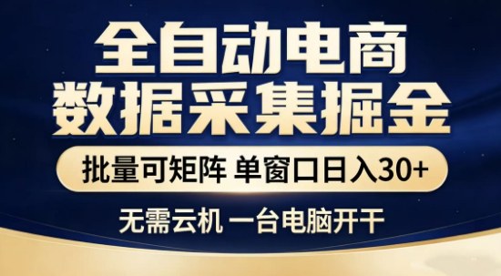 独家电商数据全自动采集项目，批量可矩阵，单窗口轻松日入3张+【揭秘】-菡洋资源网