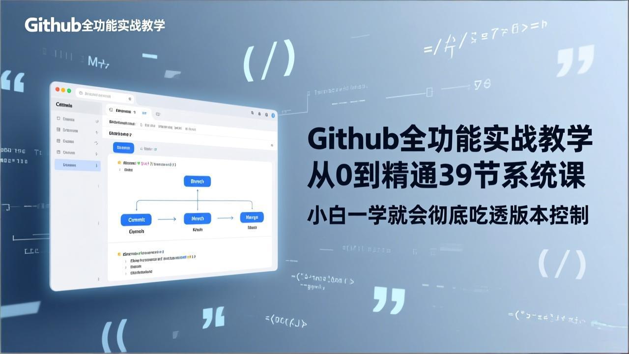 （17501期）GitHub-全功能实战教学，从0到精通39节系统课，小白一学就会彻底吃透版本控制-菡洋资源网