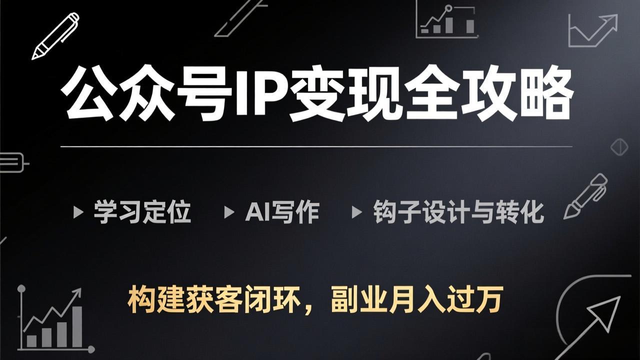 （17523期）公众号IP变现全攻略-更新，学习定位、AI写作、钩子设计与转化，构建获客闭环，副业月入过万-菡洋资源网