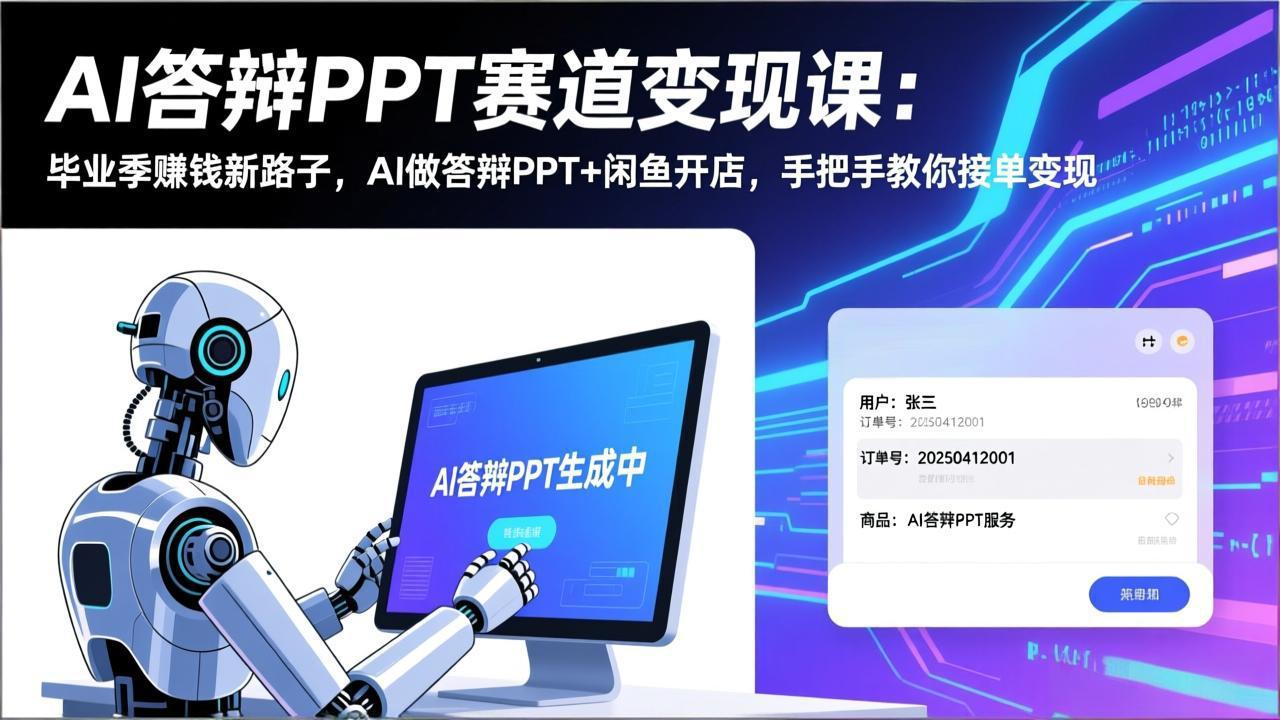 （17546期）AI答辩PPT赛道变现课：毕业季赚钱新路子，AI做答辩PPT+闲鱼开店，手把手教你接单变现-菡洋资源网
