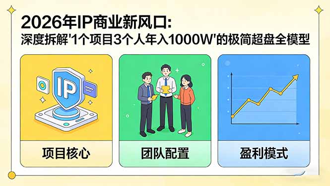 （17661期）2026年IP商业新风口：深度拆解“1个项目3个人年入1000W”的极简超盘全模型-菡洋资源网