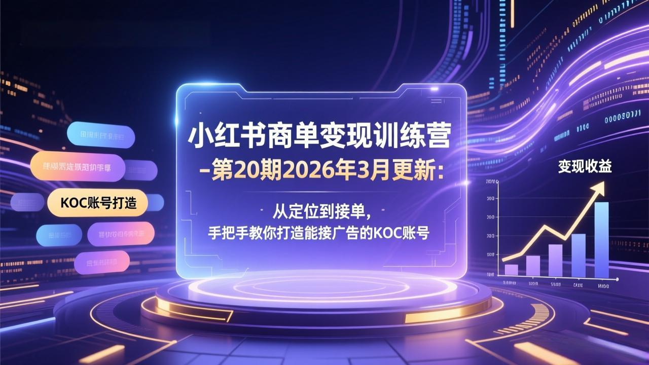 （17590期）小红书商单变现训练营-第20期26年3月更新：从定位到接单，手把手教你打造能接广告的KOC账号-菡洋资源网