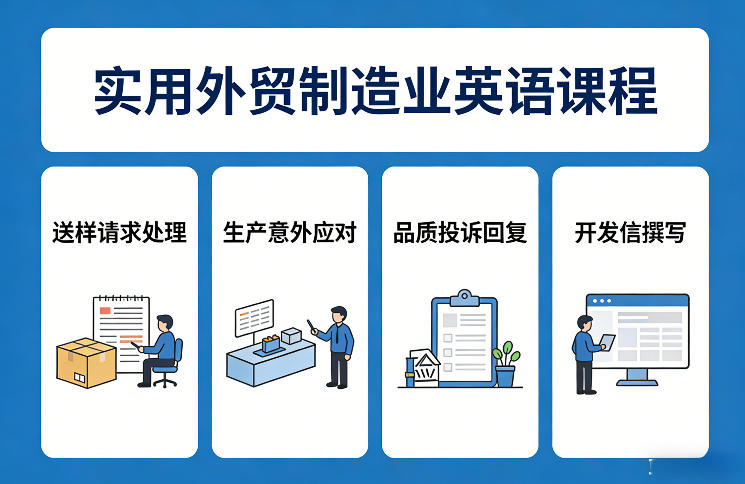 实用外贸制造业英语课程，教你专业处理送样请求、应对生产意外、回复品质投诉、撰写开发信等-菡洋资源网