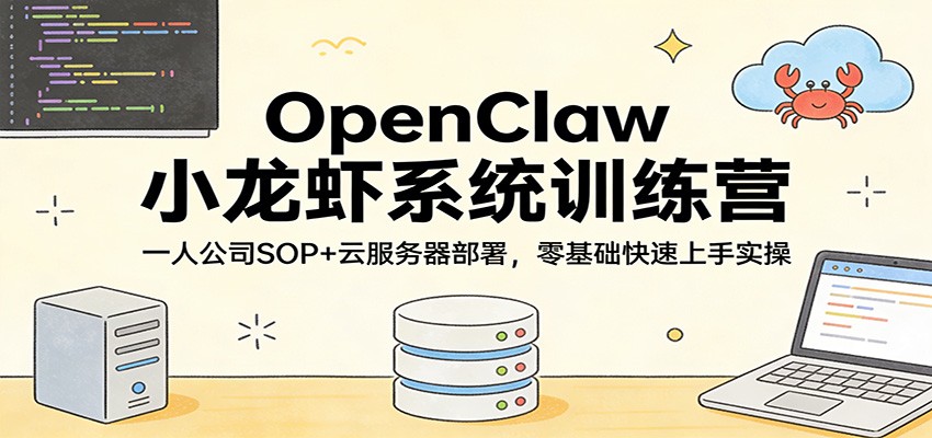 OpenClaw小龙虾系统训练营：一人公司SOP，云服务器部署，零基础快速上手实操-菡洋资源网