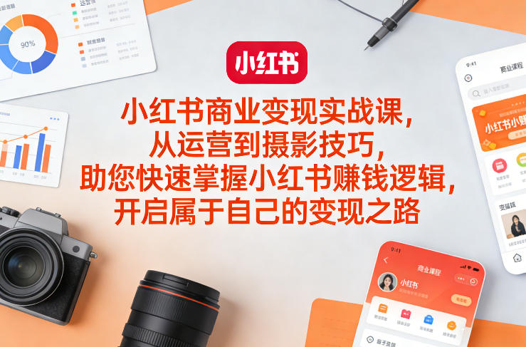 小红书商业变现实战课，从运营到摄影技巧，助您快速掌握小红书賺钱逻辑，开启属于自己的变现之路-菡洋资源网
