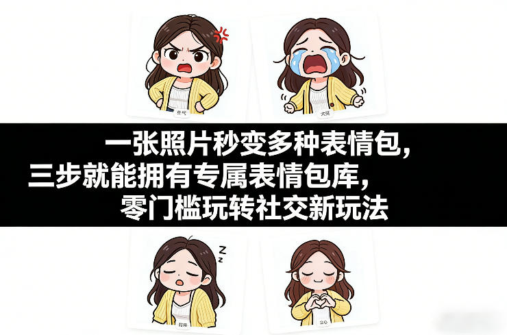 一张照片秒变多种表情包，三步就能拥有专属表情包库，零门槛玩转社交新玩法【文档】-菡洋资源网