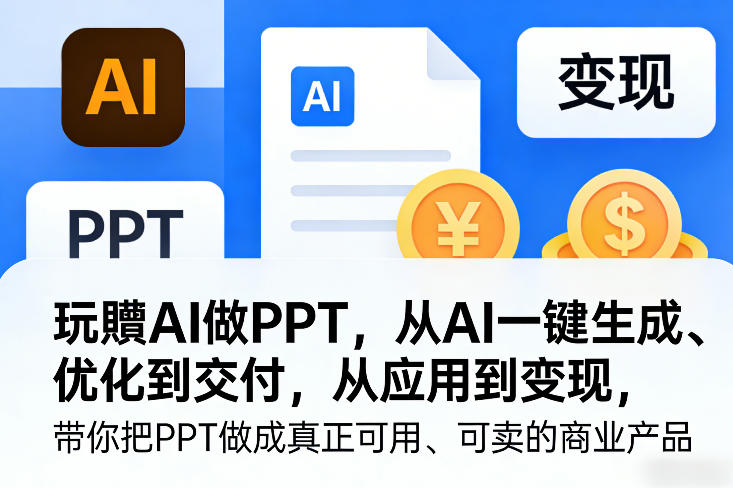 玩賺AI做PPT，从AI一键生成、优化到交付，从应用到变现，带你把PPT做成真正可用、可卖的商业产品-菡洋资源网