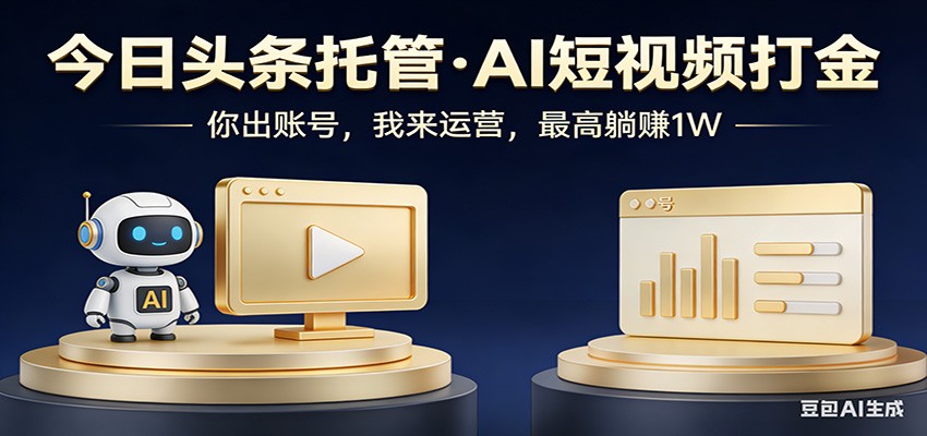 头条号AI托管，我提供作品，你提供账号，每天5分钟发布，小白躺赚3000+-菡洋资源网