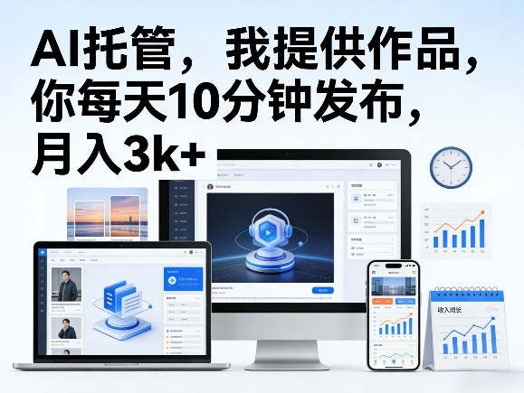 公众号AI托管，我提供作品，你每天10分钟发布，月入3k+【揭秘】-菡洋资源网